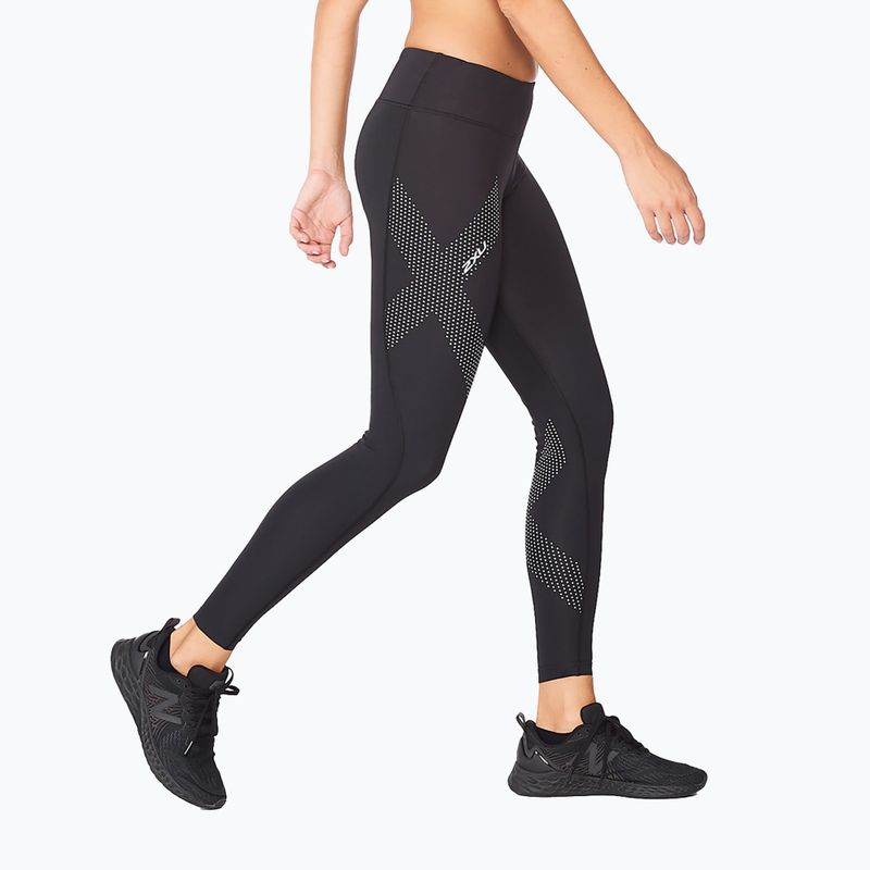 Легінси тренувальні жіночі 2XU Motion Mid-Rise Compression black/dotted reflective logo 2