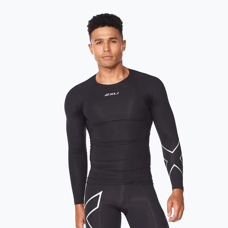 Лонгслів тренувальний чоловічий 2XU Core Compression black/silver