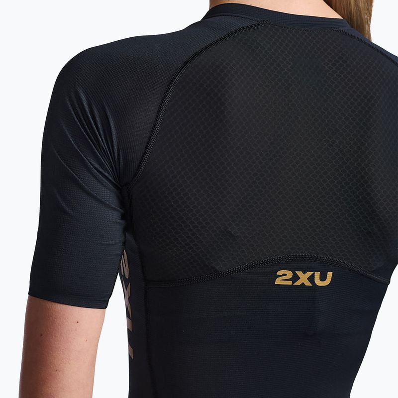 Жіночий триатлонний костюм 2XU Light Speed Sleeved чорний/золотий 4