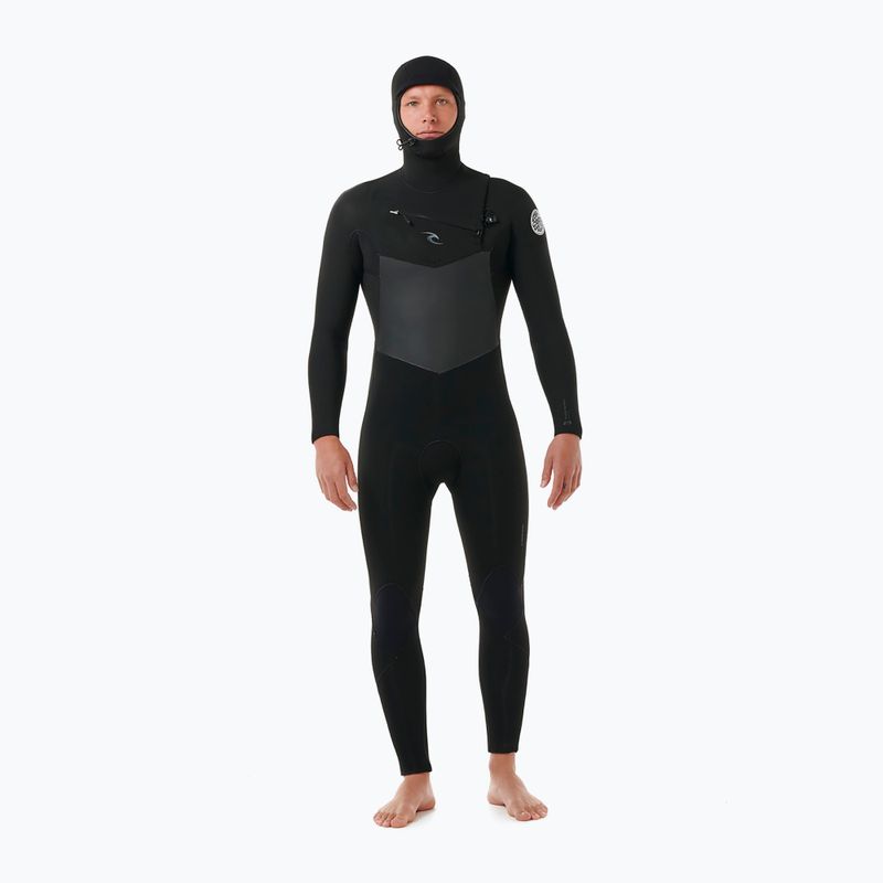 Чоловіча піна для плавання Rip Curl Dawn Patrol з капюшоном 6/4 мм на блискавці на грудях чорна