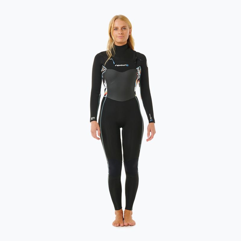 Гідрокостюм для плавання жіночий Rip Curl Dawn Patrol 4/3мм Chest Zip Sublimed black/ black/ multi