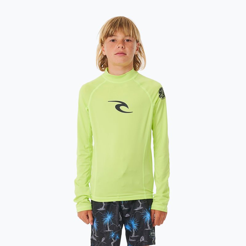 Лонгслів для плавання дитячий Rip Curl Brand Wave UPF Rash Vest lime