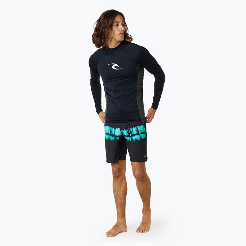 Чоловічий лонгслів для плавання Rip Curl Waves Upf Perf L/S з довгим рукавом чорний 2