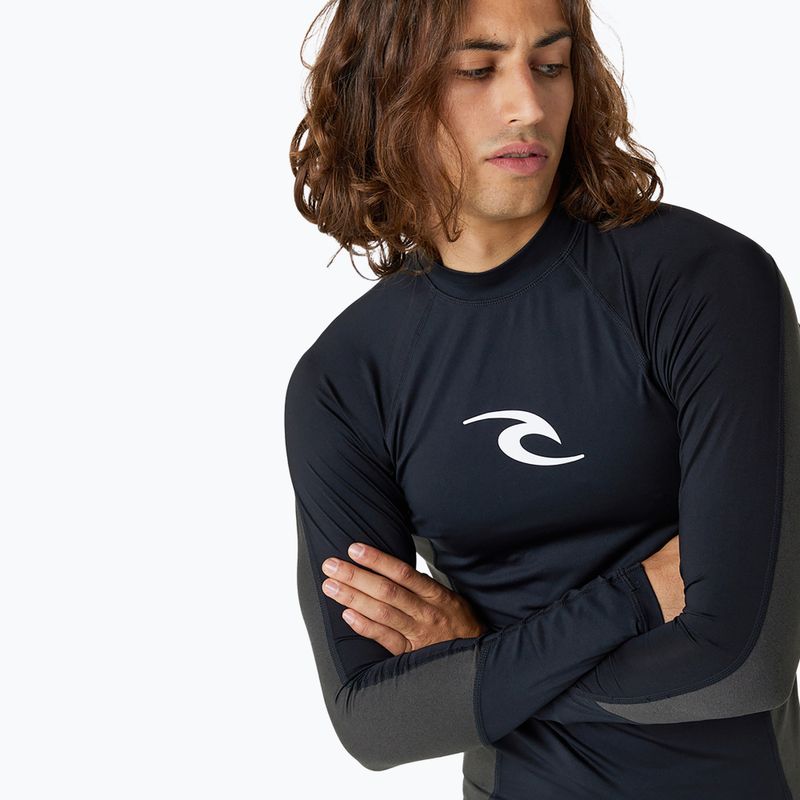 Чоловічий лонгслів для плавання Rip Curl Waves Upf Perf L/S з довгим рукавом чорний 5