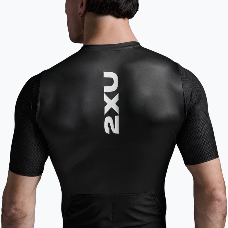 Комбінезон для тріатлону чоловічий 2XU Aero Hex Sleeved black/white 7