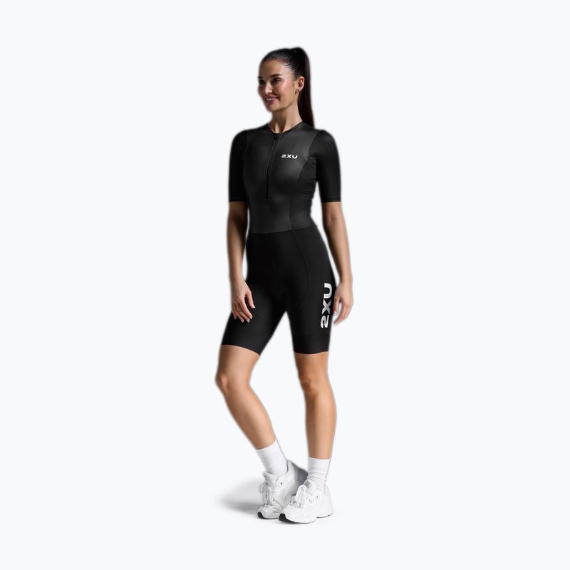 Комбінезон для тріатлону жіночий 2XU Aero Hex Sleeved black/white 2