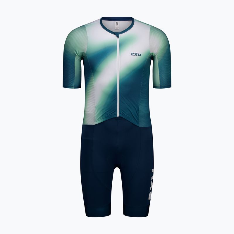 Комбінезон для тріатлону чоловічий 2XU Aero Hex Sleeved jelly mint/majol 6