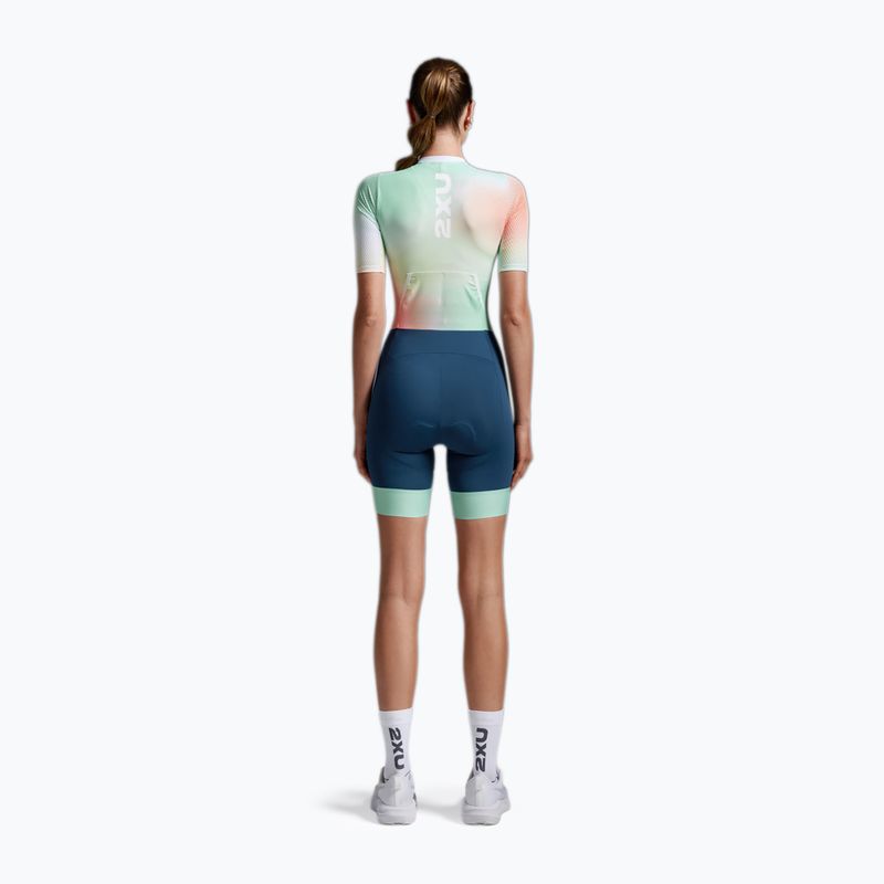 Комбінезон для тріатлону жіночий 2XU Aero Hex Sleeved jelly mint/majol 2