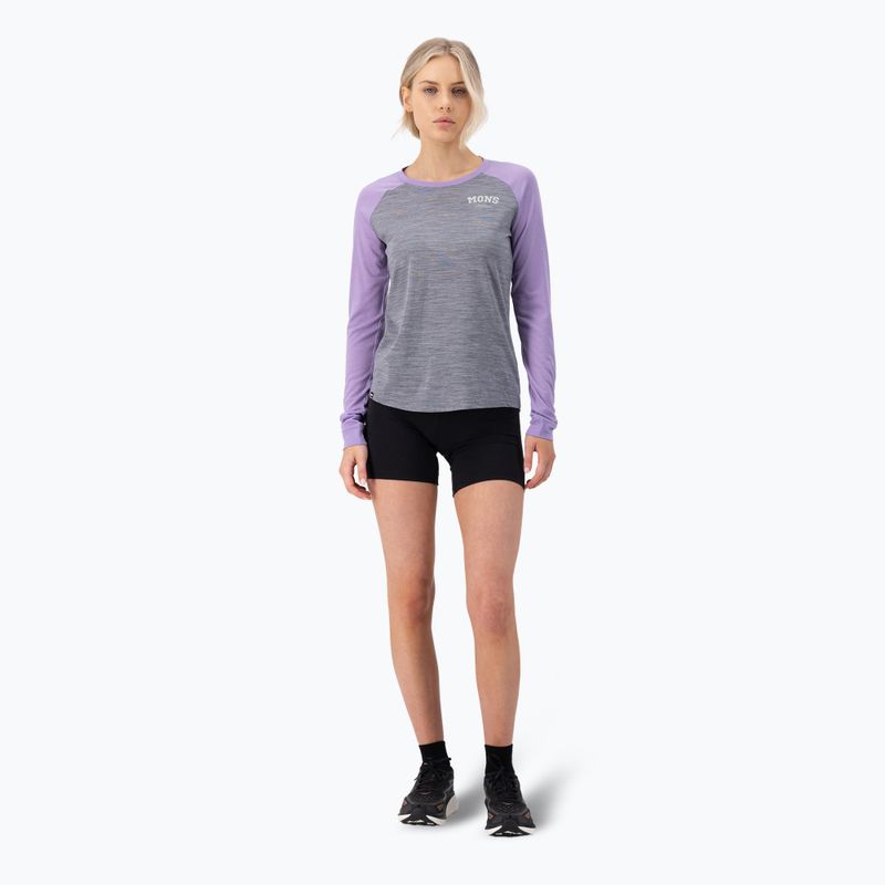 Жіноча термоактивна кофта Mons Royale Icon Raglan grey heather/ lupin 2