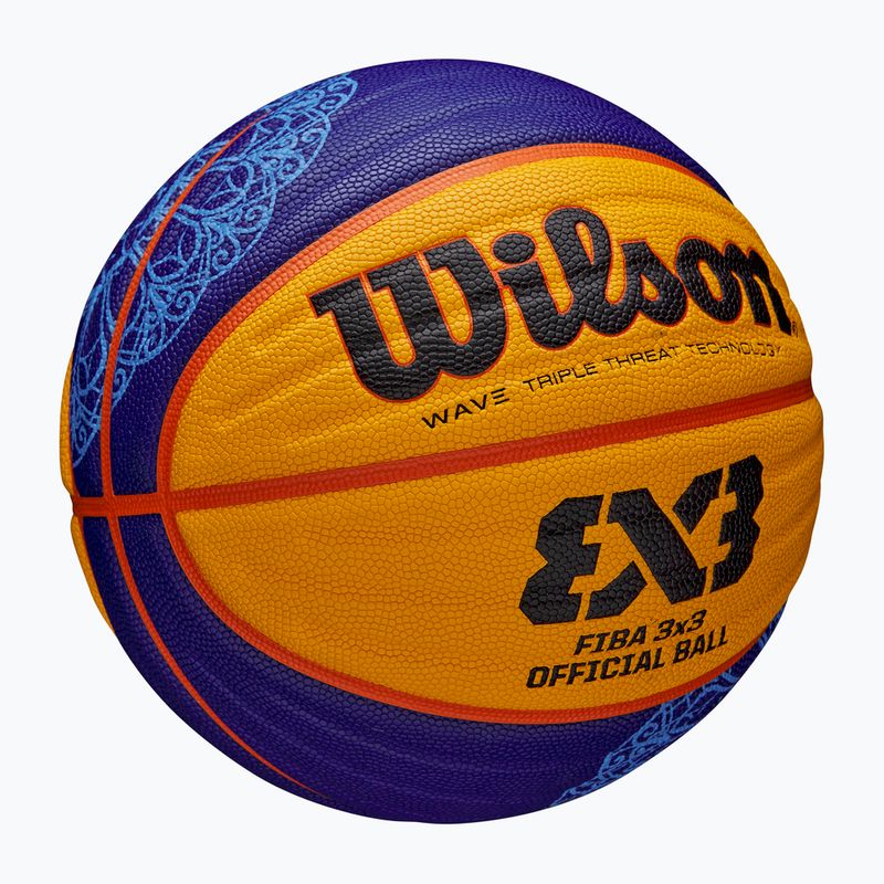 М'яч баскетбольний Wilson Fiba 3x3 Game Ball Paris Retail 2024 blue/yellow розмір 6 4