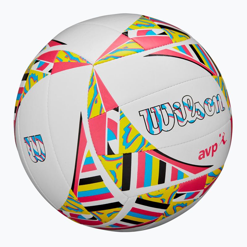 М'яч волейбольний пляжний Wilson AVP Movement white/pink/yellow розмір 5 2