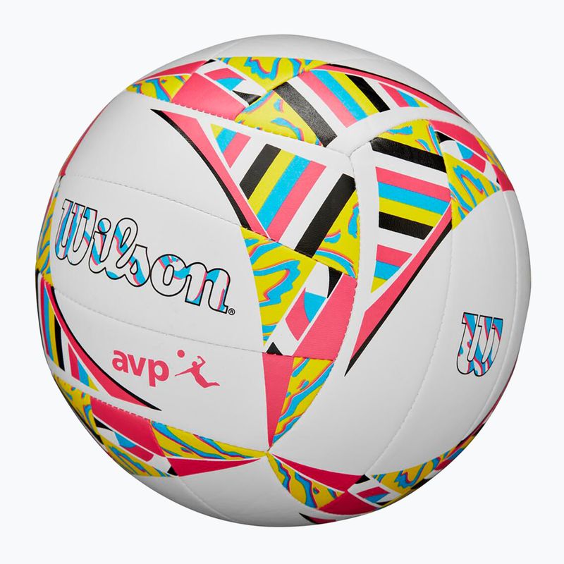 М'яч волейбольний пляжний Wilson AVP Movement white/pink/yellow розмір 5 4