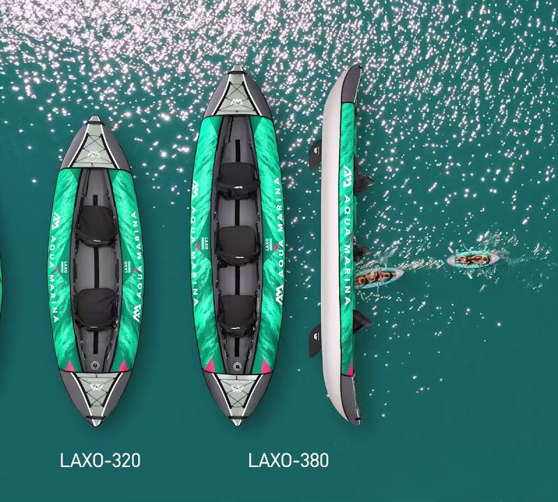 Надувна байдарка 3-х місна 12’6″ Aqua Marina Recreational Kayak зелена Laxo-380 19