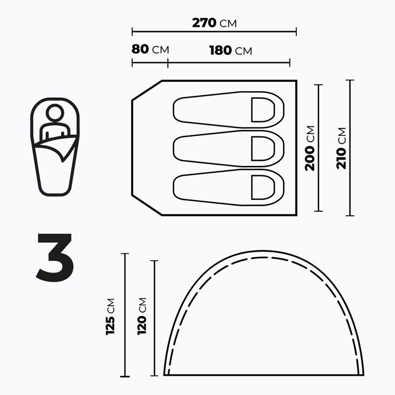 Намет kampingowy 3-місний KADVA CAMPdome 3 зелений 7