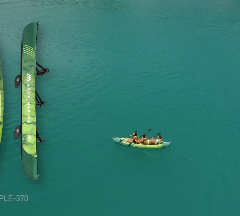 Надувна байдарка 3-х місна 12'2" Aqua Marina Recreational Canoe зелена Ripple-370 21