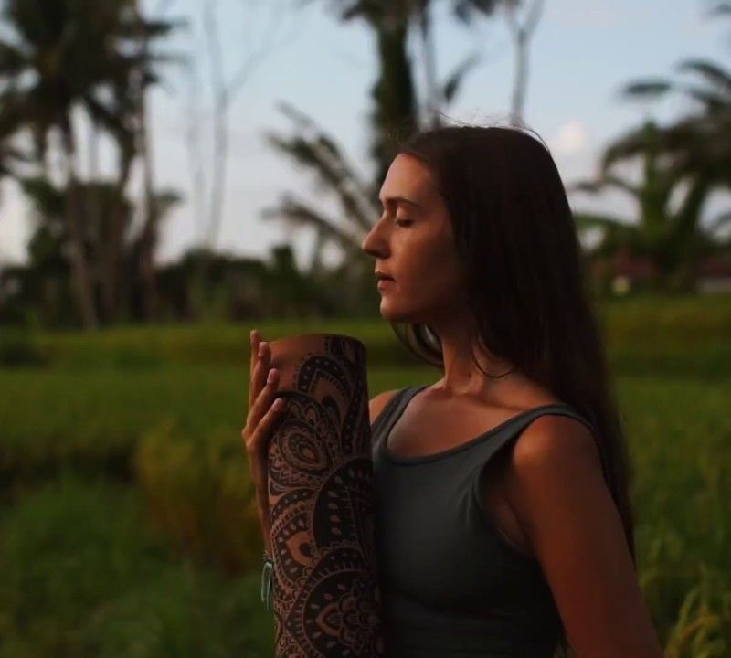Килимок для йоги (для подорожей)  Yoga Design Lab Cork 1,5 мм коричневий  Mandala Black 12