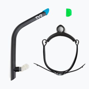 Трубка для плавання фронтальна TYR Ultralite Snorkel 2.0 чорно-блакитна LSNRKL_001
