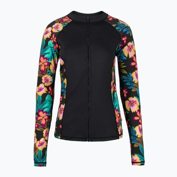 Жіночі плавки Hurley Fiji Fantasy на блискавці спереду Rashguard для плавання з довгим рукавом чорний