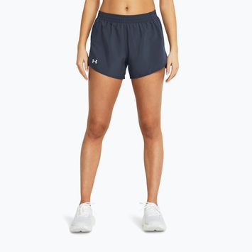 Шорти для бігу жіночі Under Armour Fly By 3" downpour gray / downpour gray / reflective