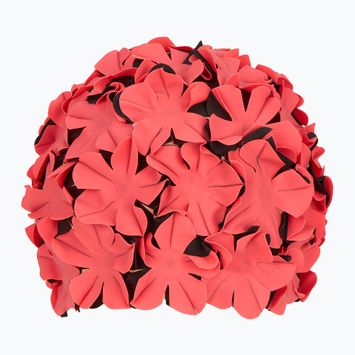 Шапочка для плавання жіноча Fashy Flowers red / black