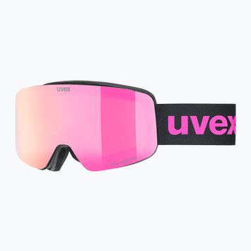 Окуляри лижні дитячі UVEX Pwdr FM black matt/mirror pink green clear