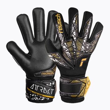 Воротарські рукавиці Reusch Attrakt Silver NC Finger Support Junior чорні/золоті/білі/чорні