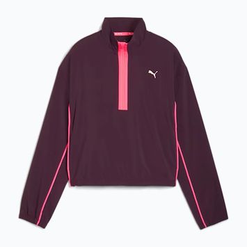 Куртка для бігу жіноча PUMA Run For Her Fashion Woven 1/2 ZIP midnight plum/ sunset glow