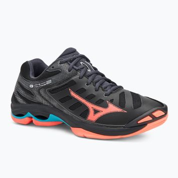Кросівки волейбольні Mizuno Wave Voltage 2 black/neon flame/peacock blue