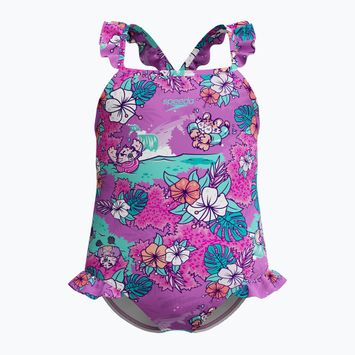 Купальник суцільний дитячий Speedo Learn To Swim Printed Frill Thinstrap neon violet