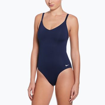 Купальник суцільний жіночий Nike Essential V-Neck midnight navy