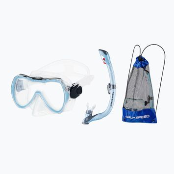 Набір для підводного плавання AQUA-SPEED Enzo + Evo маска + трубка + сумка світло-блакитний