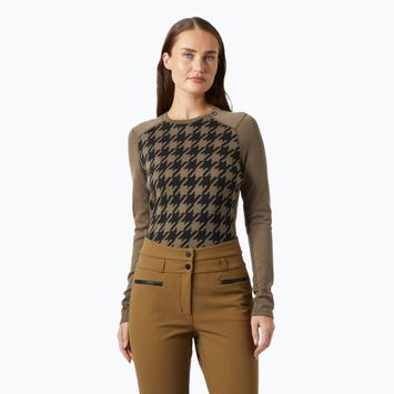 Лонгслів термічний жіночий Helly Hansen Lifa Merino Midweight Graphic Crew sepia houndstooth aop