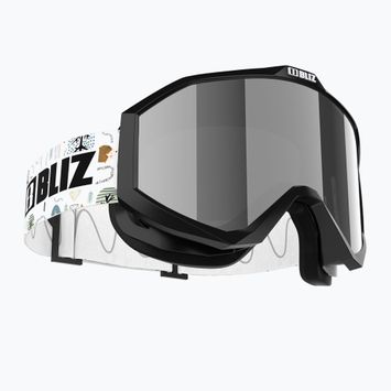 Окуляри гірськолижні дитячі Bliz Liner Jr black white logo/brown&silver mirror