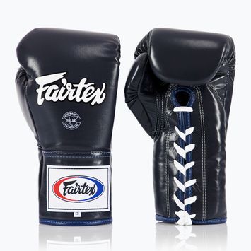 Боксерські рукавички Fairtex Pro Competition з фіксованим великим пальцем зі шкіри сині