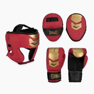 Набір боксерський Everlast Prospect 2 Шолом + щитки + Рукавиці red/gold