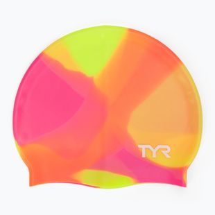 Шапочка для плавання дитяча TYR Tiedye Silicone Multicolor Jr yellow/pink/orange