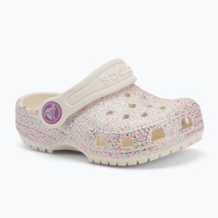 Шльопанці дитячі Crocs Classic Glitter Clog Toddler oyster
