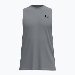Футболка для тренувань чоловіча Under Armour Left Chest Cut Off Tank steel light heather/black