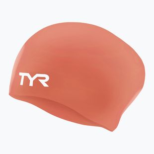 Шапочка для плавання TYR Long Hair Wrinkle Free Silicone coral/white