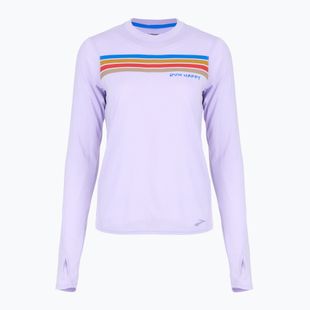Футболка для бігу жіноча Brooks Distance Graphic LS heather violet dash/stripe