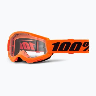 Окуляри велосипедні дитячі 100% Strata 2 Junior neon orange/clear