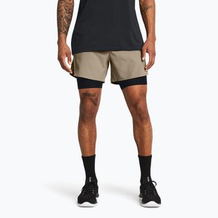 Шорти чоловічі Under Armour Peak Woven 2in1 timberwolf taupe/black/black