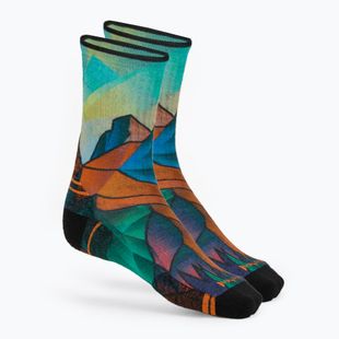 Шкарпетки жіночі Smartwool Hike Targeted Cushion Mountain Prism Print Crew orange rust