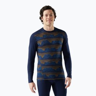 Лонгслів термічний чоловічий Smartwool Merino 250 Baselayer Crew Boxed deep navy geo peaks