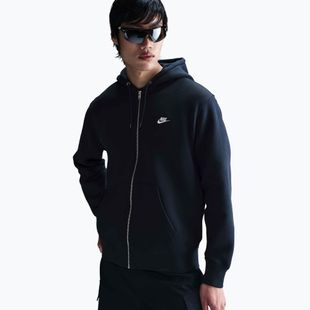 Кофта чоловіча Nike Club Full Zip Hoodie obsidian/obsidian/white