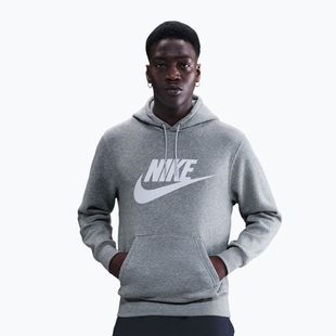 Кофта чоловіча Nike Club Pullover Hoodie dark grey heather/light smoke grey/white