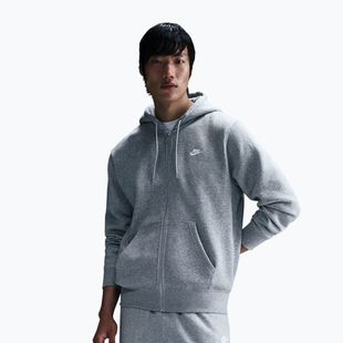 Кофта чоловіча Nike Club Full Zip Hoodie dark grey heather/light smoke grey/white