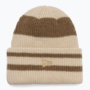 Шапка зимова жіноча New Era Stripe Cuff Knit Beanie beige