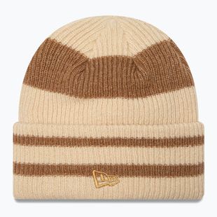 Шапка зимова жіноча New Era Stripe Cuff Knit Beanie beige