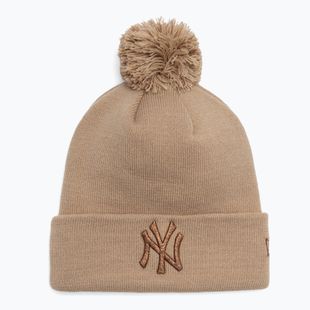 Кепка жіноча New Era Metallic Bobble Knit Beanie New York Yankees beige